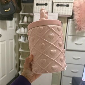 Pink Heart Patterned Ceramic Jar